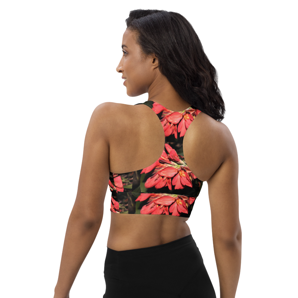 "Pink Flower" Longline sports bra