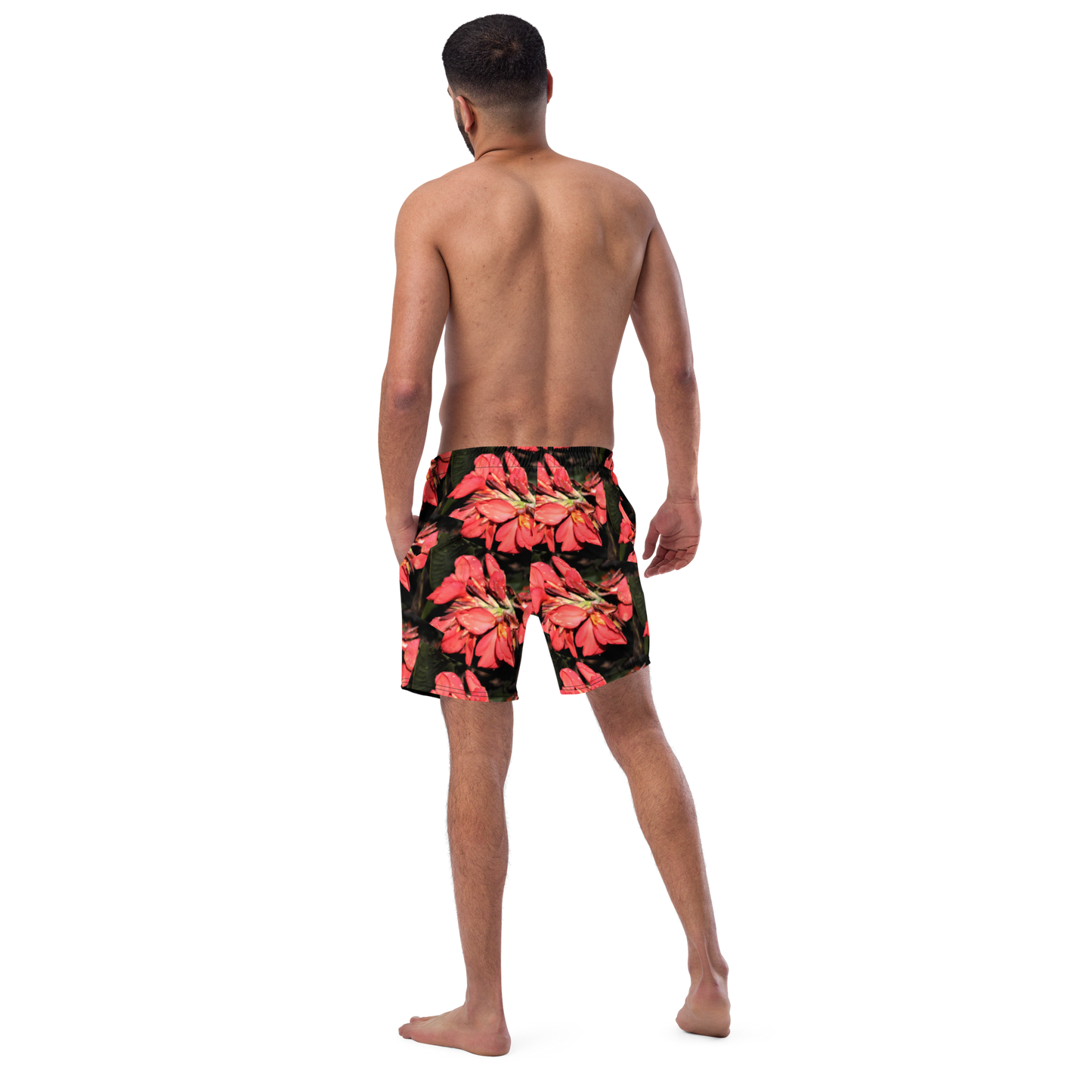 "Pink Flower" Men's swim trunks