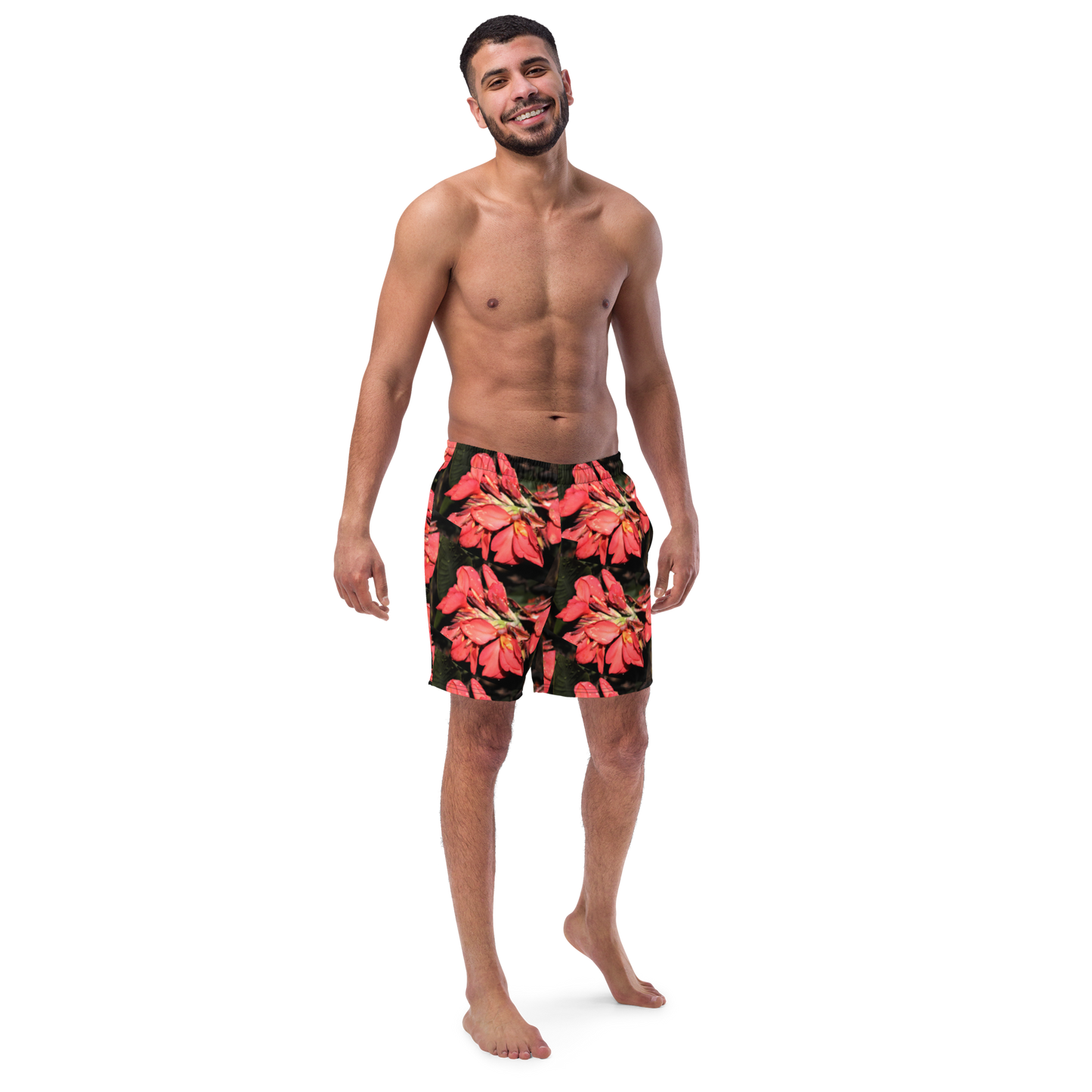 "Pink Flower" Men's swim trunks
