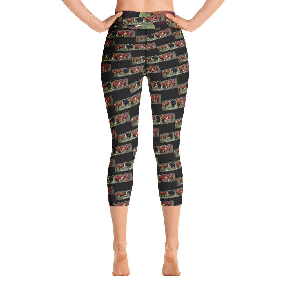 "Bovine Convention"  yoga capri Leggings