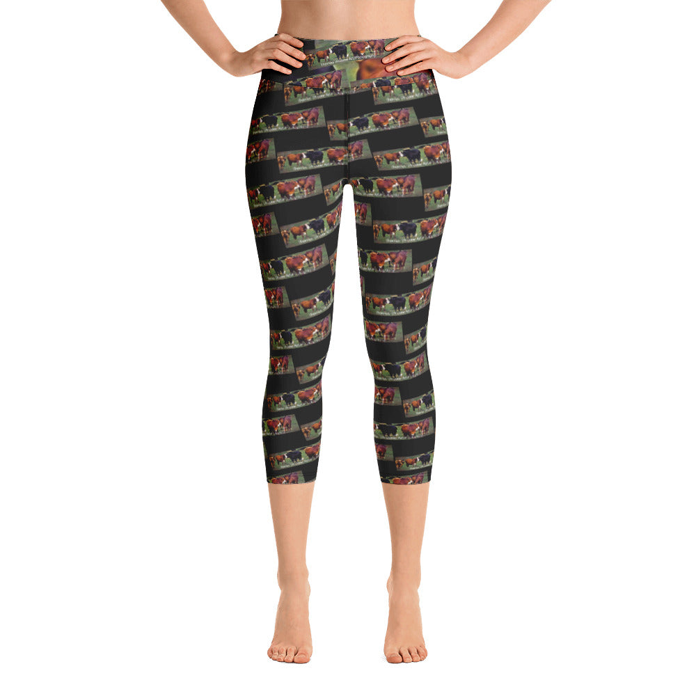 "Bovine Convention"  yoga capri Leggings