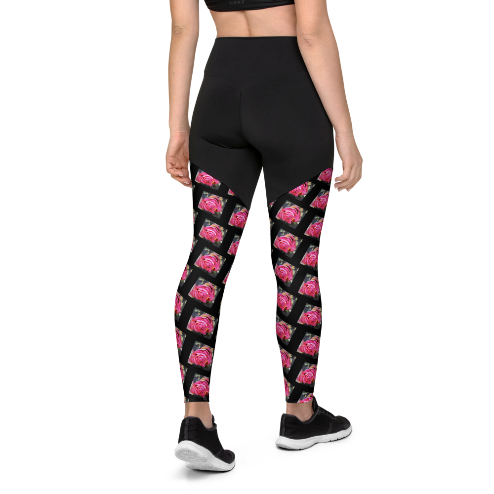 "Pink Roses" Sports Leggings