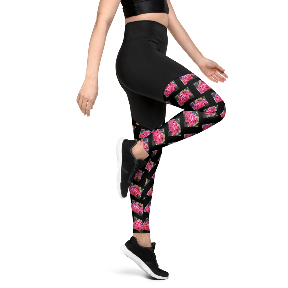 "Pink Roses" Sports Leggings