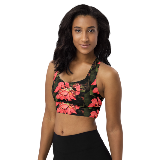 "Pink Flower" Longline sports bra