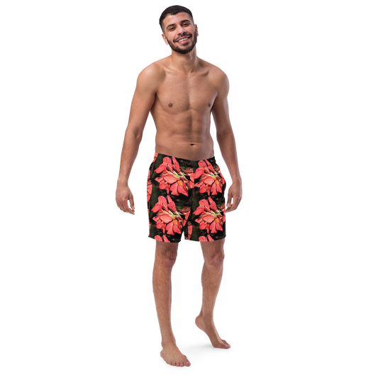 "Pink Flower" Men's swim trunks