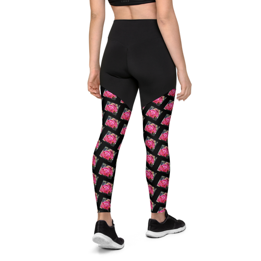 "Pink Roses" Sports Leggings